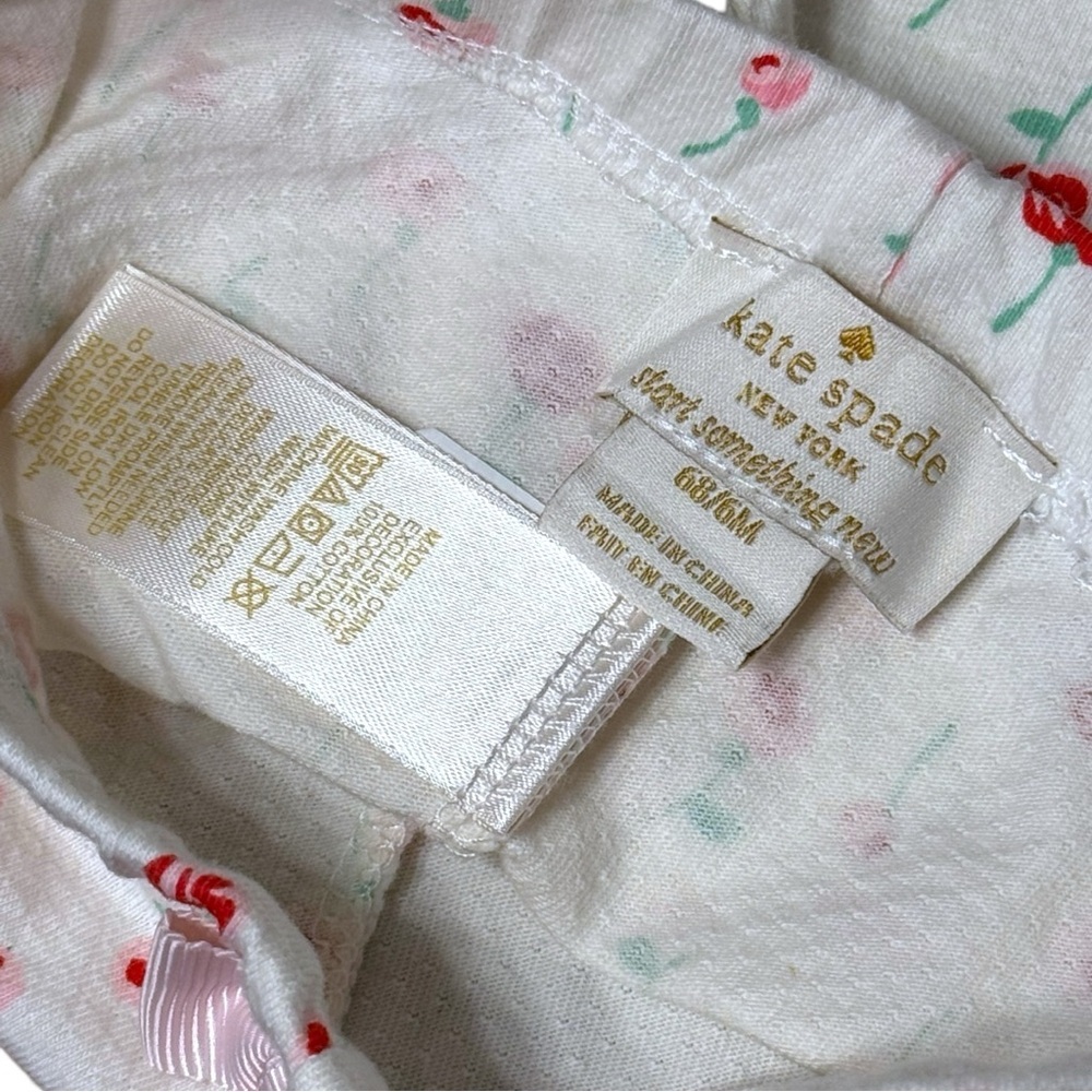 Kate Spade Baby Girl 3-Piece Floral Outfit Set Bib Top Pants Pink White - Picture 10 of 12
